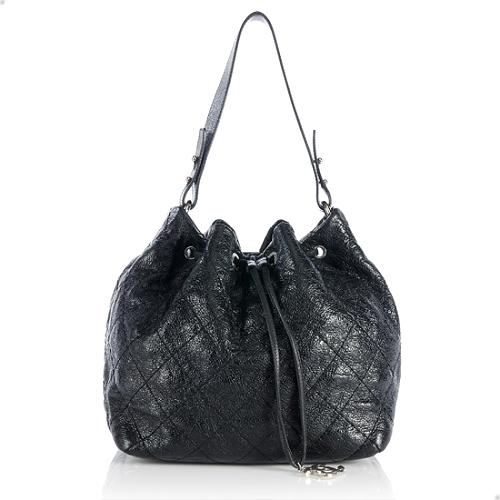 Chanel Caviar Leather On the Road Drawstring Bucket Bag