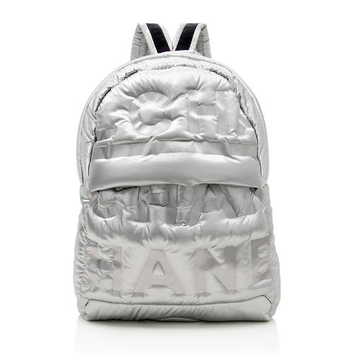 Chanel Embossed Nylon Logo Doudoune Large Backpack