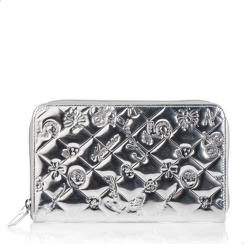 Chanel Embossed Patent Leather Lucky Symbols Zip Around Wallet