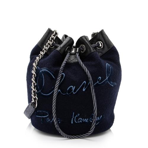 Chanel Embroidered Wool Paris-Hamburg Drawstring Bucket Bag