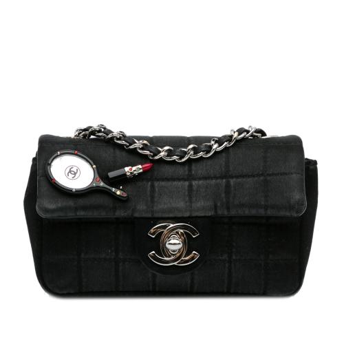 Chanel Extra Mini Satin Choco Bar Charms Flap Bag