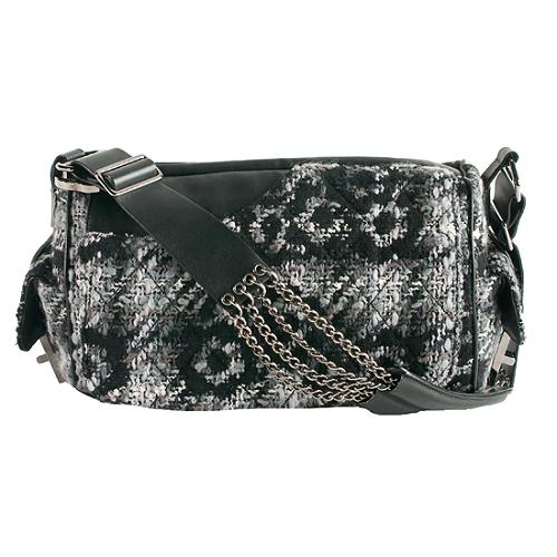 Chanel Floral Tweed Flap Shoulder Handbag