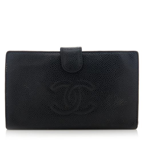 Chanel Caviar Leather Framed Long Wallet