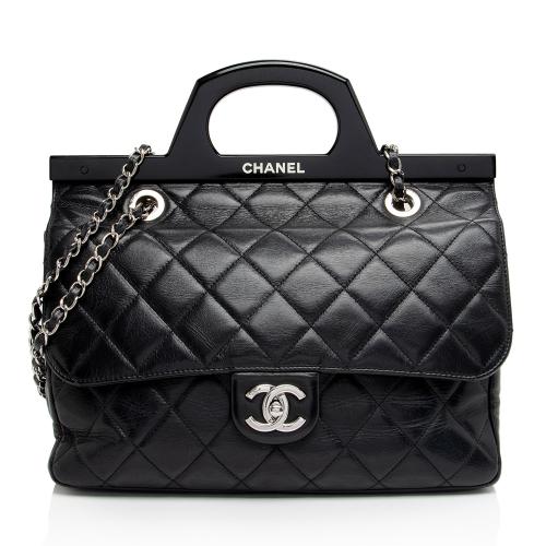 Chanel Glazed Calfskin CC Delivery Small Shopping Tote