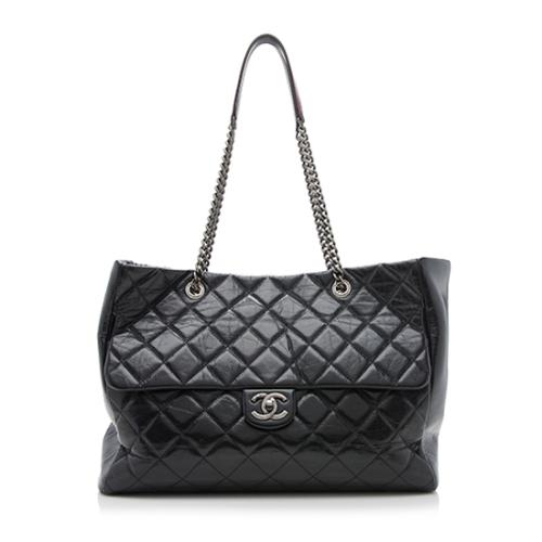 Chanel Glazed Calfskin Duo Color Large Tote