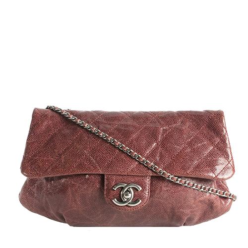 Chanel Glazed Calfskin Elastic CC Flap Medium Shoulder Bag