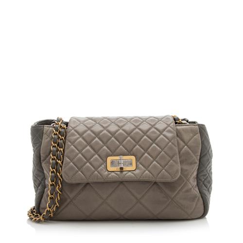 Chanel Glazed Calfskin Leather Mix East/West Accordion Shoulder Bag