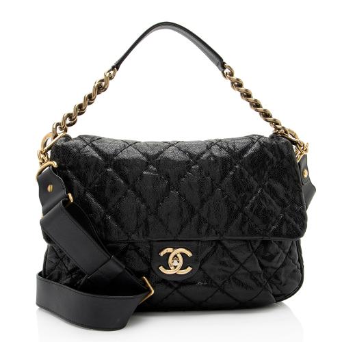 Chanel Glazed Caviar Coco Pleats Messenger Bag