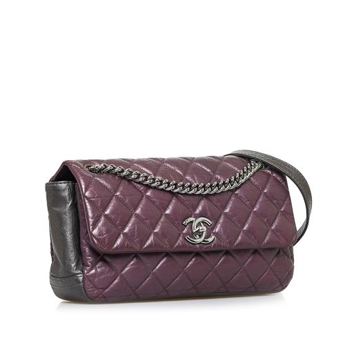 Chanel Grey Glazed Matelasse Portobello Flap Bag Chanel