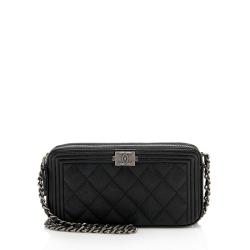Chanel Grained Calfskin Boy Clutch with Chain
