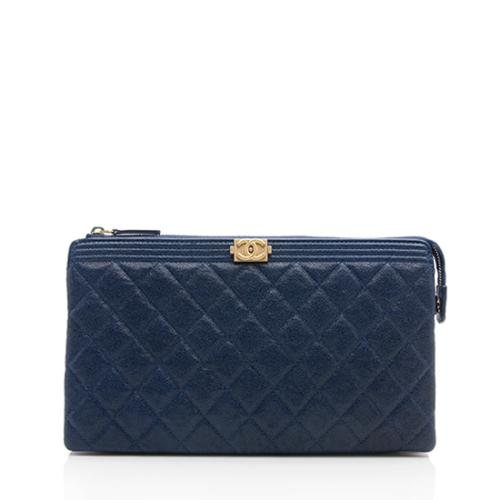 Chanel Grained Calfskin Boy Zip Pouch