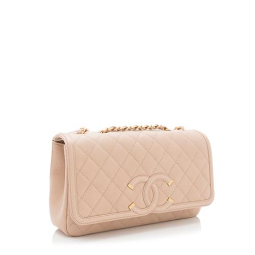 Chanel Grained Calfskin CC Filigree Medium Flap Bag