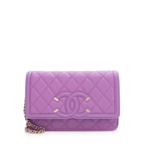 Chanel Caviar Leather CC Filigree Wallet on Chain Bag