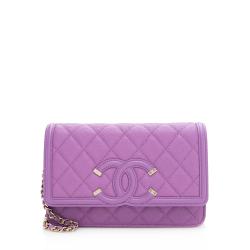 Chanel Caviar Leather CC Filigree Wallet on Chain Bag