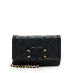 Chanel Grained Calfskin CC Filigree Wallet on Chain Bag