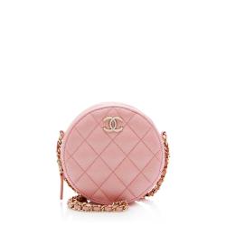 Chanel Iridescent Caviar Leather Round Clutch with Chain