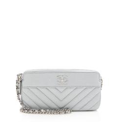 Chanel Iridescent Caviar Leather Vintage Mademoiselle Clutch with Chain