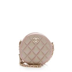 Chanel Irridescent Caviar Leather Round Clutch with Chain