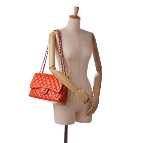 New Chanel Coral Patent Jumbo Double Flap Bag