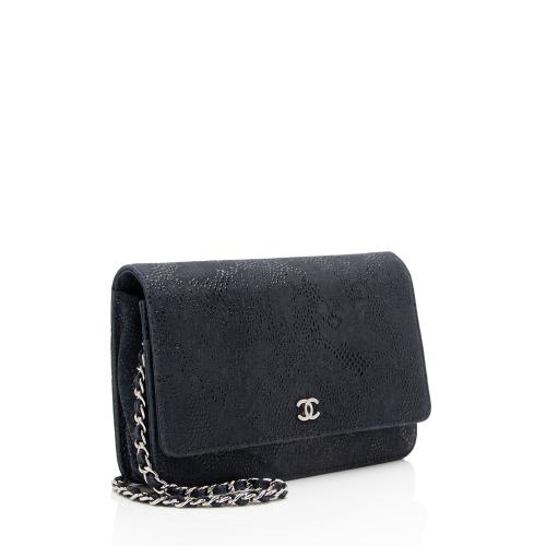 Chanel Lace Embossed Goatskin Classic Wallet on Chain