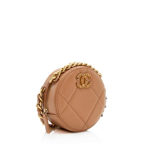 Chanel Lambskin 19 Round Clutch with Chain