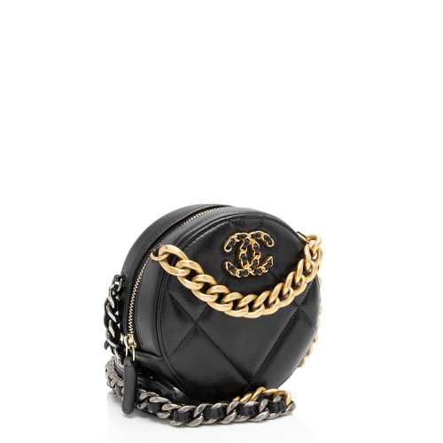 Chanel Lambskin 19 Round Clutch with Chain