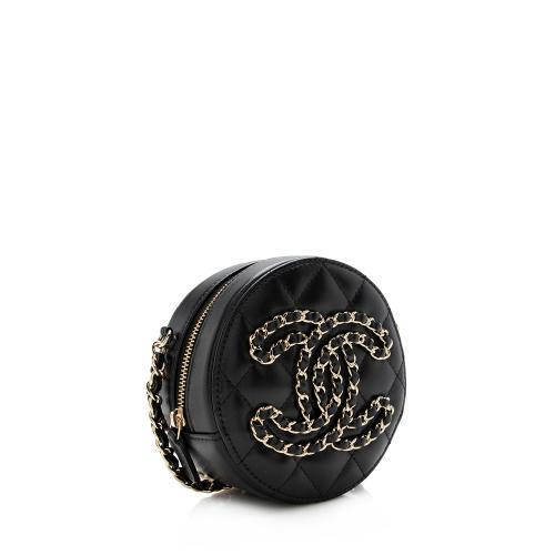 Chanel Lambskin CC Round Clutch with Chain