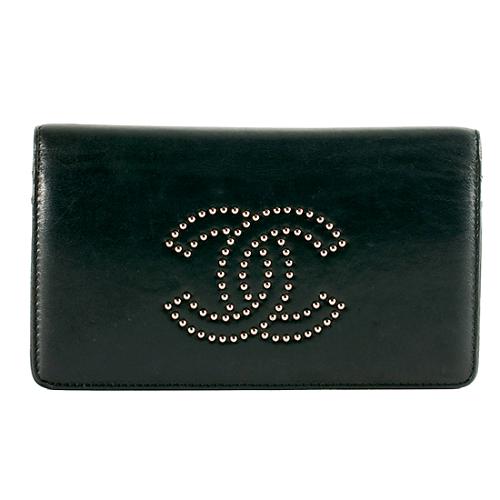 Chanel Lambskin CC Studded Wallet