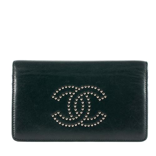 Chanel Lambskin CC Studded Wallet