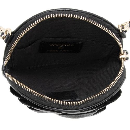 Chanel Lambskin Camellia Bouquet Round Clutch with Chain