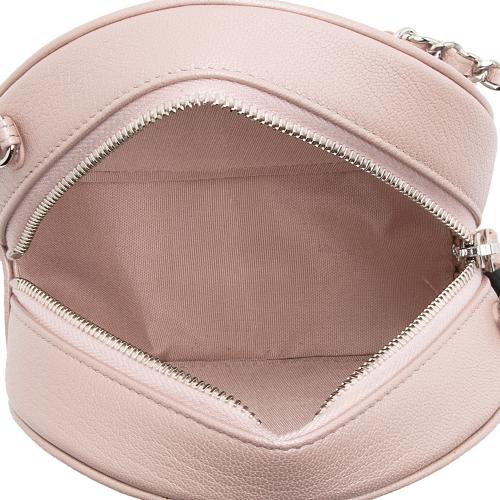 Chanel Lambskin Camellia Round Clutch with Chain