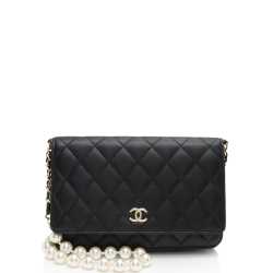 Chanel Lambskin Classic Wallet on Pearl Chain