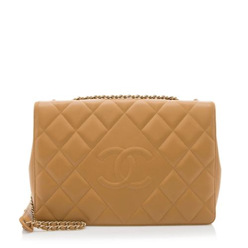Chanel Lambskin Diamond CC Flap Medium Shoulder Bag