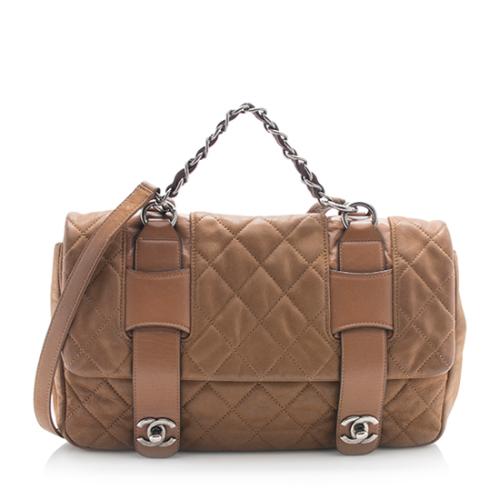 Chanel Lambskin Double Turnlock Shoulder Bag