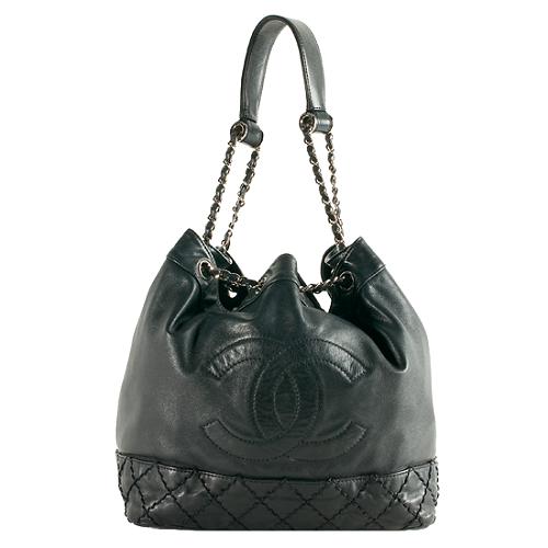 Chanel Lambskin Drawstring Shoulder Handbag