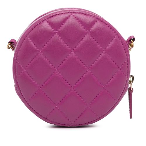 Chanel Lambskin Pearl Crush Round Clutch with Chain