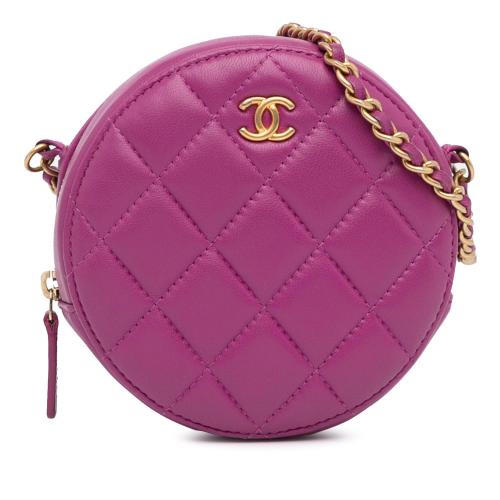 Chanel Lambskin Pearl Crush Round Clutch with Chain