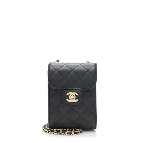 Chanel Lambskin Phone Holder Crossbody Bag