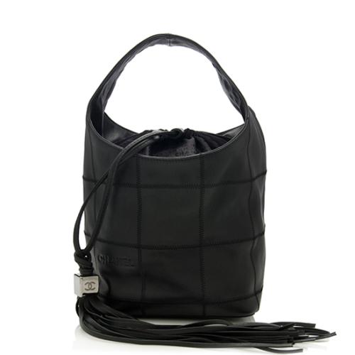 Chanel Lambskin Square Quilted Drawstring Small Hobo