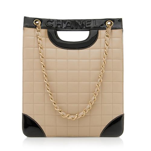 Chanel Lambskin Square Quilted Tote