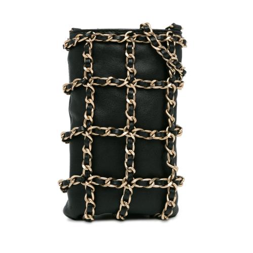 Chanel Lambskin Tech Me Out Clutch With Chain