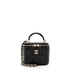 Chanel Lambskin Top Handle Mini Vanity Case with Chain