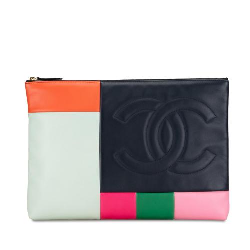 Chanel Large Lambskin Colorblock Patchwork O Case