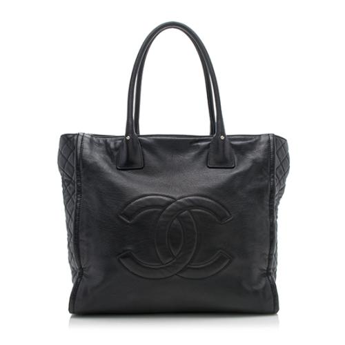 Chanel Leather CC Side Quilted Tote