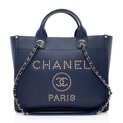 Chanel Leather Studded Deauville Small Tote