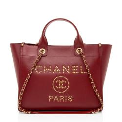 Chanel Leather Studded Deauville Small Tote