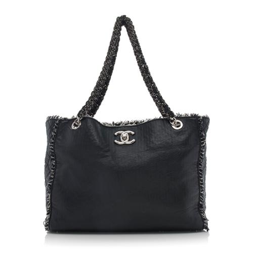 Chanel Leather Tweedy Shopping Tote