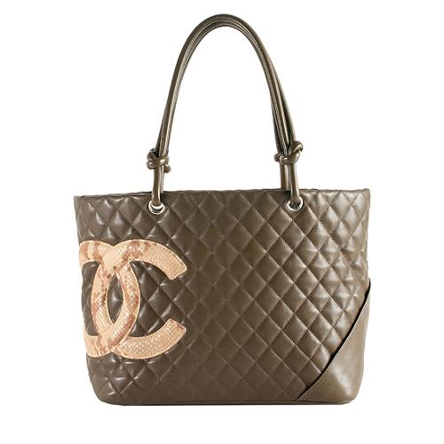 Chanel Python Ligne Cambon Large Shopping Tote