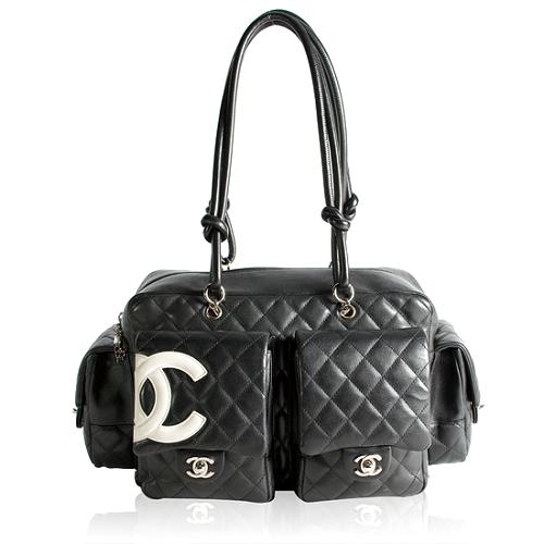 Chanel Ligne Cambon Quilted Reporter Satchel Handbag