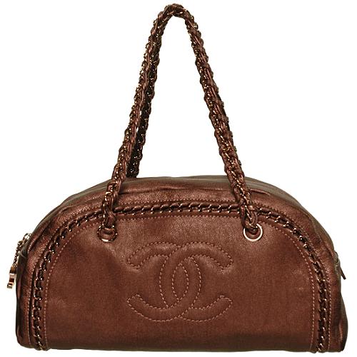 Chanel Luxe Metallic Bowler Handbag